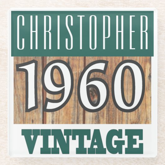 Naam met jaar 1960  glas Onderzetter (Voorkant)