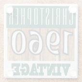 Naam met jaar 1960  glas Onderzetter Glazen Onderzetter (Achterkant)