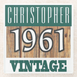 Naam met jaar 1961 glas Onderzetter