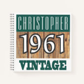 Naam met Jaar 1961 Vintage Notitieboek (Voorkant)