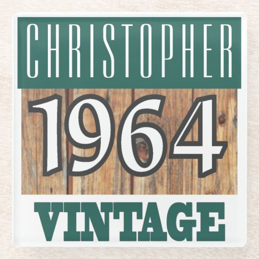 Naam met jaar 1964  glas Onderzetter (Voorkant)