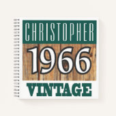 Naam met Jaar 1966 Vintage Notitieboek (Voorkant)