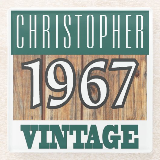 Naam met jaar 1967  glas Onderzetter (Voorkant)