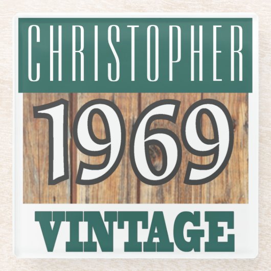 Naam met jaar 1969  glas Onderzetter (Voorkant)