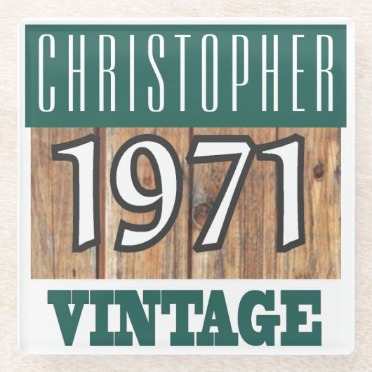 Naam met jaar 1971  glas Onderzetter Glazen Onderzetter (Voorkant)