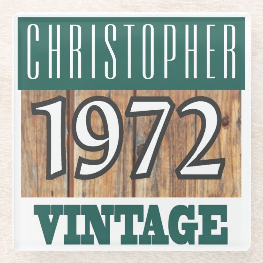 Naam met jaar 1972 glas Onderzetter (Voorkant)