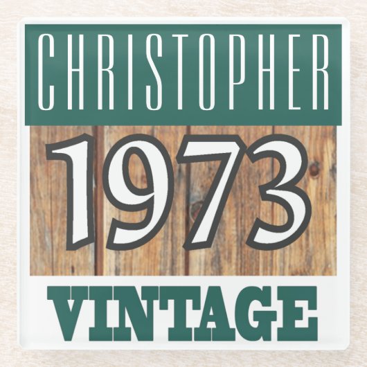 Naam met jaar 1973  glas Onderzetter (Voorkant)