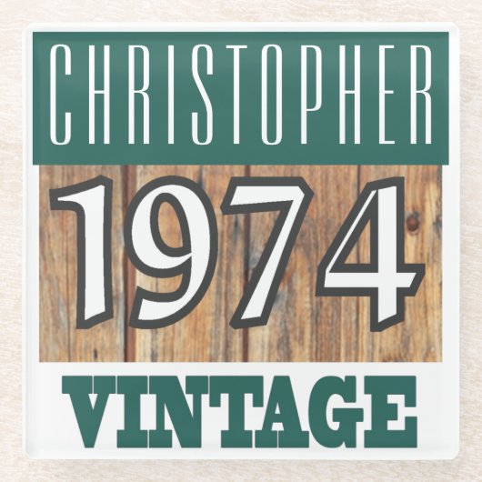 Naam met jaar 1974  glas Onderzetter Glazen Onderzetter (Voorkant)