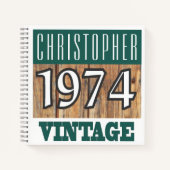 Naam met Jaar 1974 Vintage Notitieboek (Voorkant)