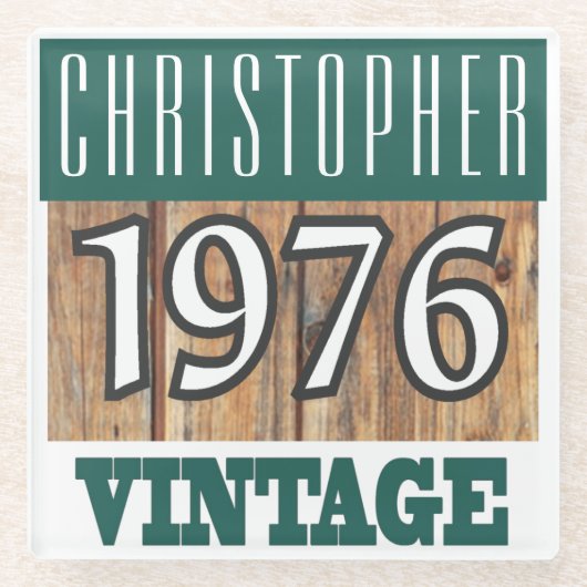 Naam met jaar 1976 glas Onderzetter (Voorkant)