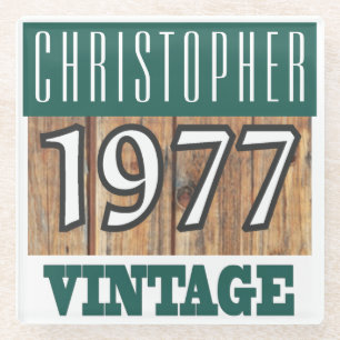 Naam met jaar 1977  glas Onderzetter Glazen Onderzetter