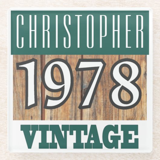 Naam met jaar 1978  glas Onderzetter (Voorkant)