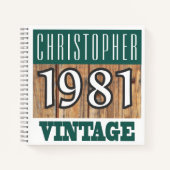 Naam met Jaar 1981 Vintage Notitieboek (Voorkant)