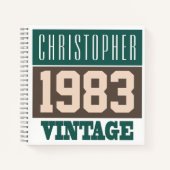 Naam met Jaar 1983 Vintage Notitieboek (Voorkant)