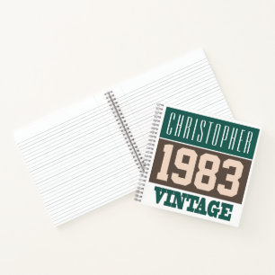 Naam met Jaar 1983 Vintage Notitieboek