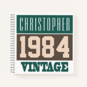 Naam met Jaar 1984 Vintage Notitieboek (Voorkant)