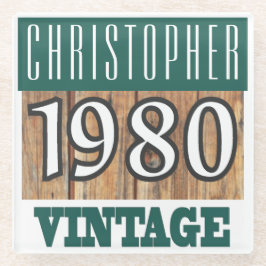 Naam met jaar  Onderzetter Glass 1980 Glazen Onderzetter