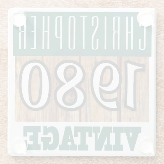Naam met jaar  Onderzetter Glass 1980 Glazen Onderzetter (Achterkant)