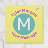 Naam met Monogram in Cirkel, Bericht Bedankjes Labels (Achterkant)