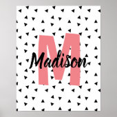 Naam met roze monogram gepersonaliseerde naamprint poster (Voorkant)