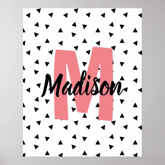 Naam met roze monogram gepersonaliseerde naamprint poster (Voorkant)