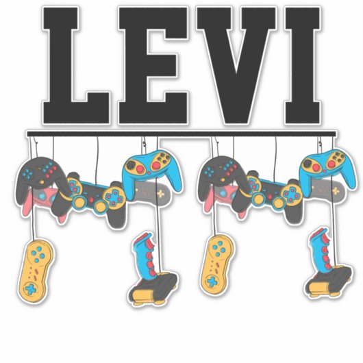 Naam met Video Game Controllers Sticker (Voorkant)