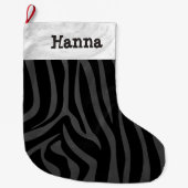Naam met Zebra Black en Grey Grote Kerstsok (Voorkant)