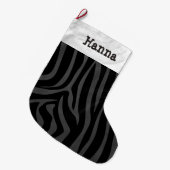 Naam met Zebra Black en Grey Grote Kerstsok (Voorkant (Hangend))