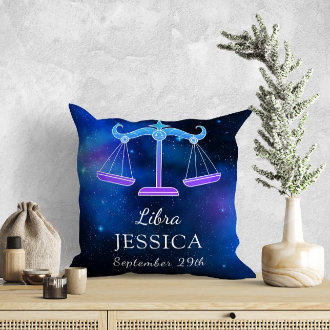 Naam met Zodiac-teken Libra Gift Sierkussen (Creator heeft geüpload)