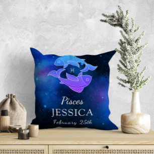 Naam met Zodiac-teken Pisces Gift Sierkussen