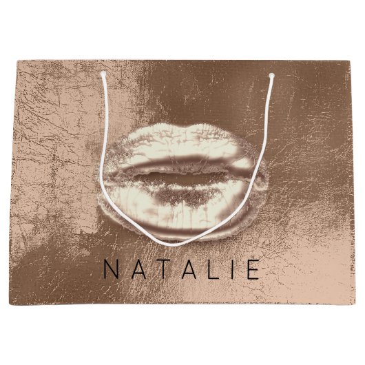 Naam Metal Kiss Lips Choclate Skinny Bronze Gold Groot Cadeauzakje (Voorkant)