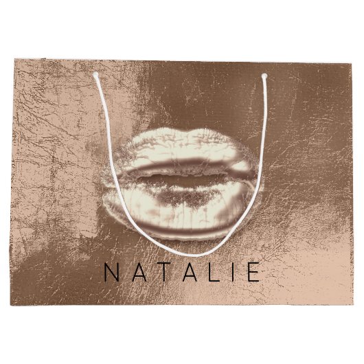 Naam Metal Kiss Lips Choclate Skinny Bronze Gold Groot Cadeauzakje (Achterkant)