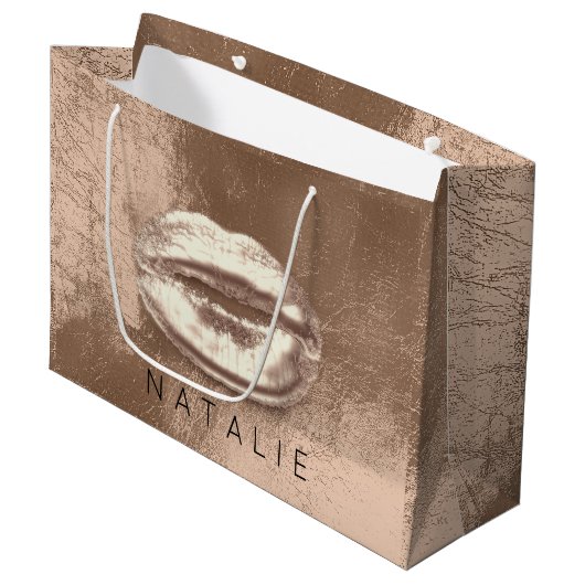 Naam Metal Kiss Lips Choclate Skinny Bronze Gold Groot Cadeauzakje (Voorkant Gekanteld)