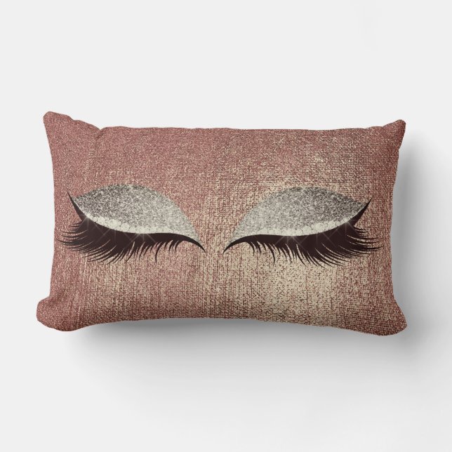 Naam Metallic Glitter Roos Gold Eyes Makeup Lashes Kussen (Voorkant)