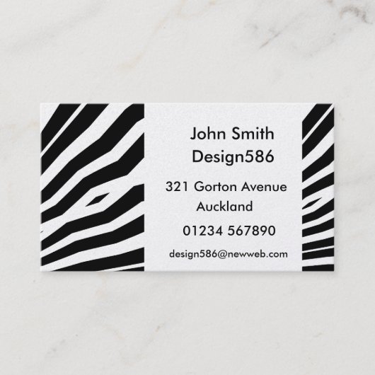 naam Metallic zebra print Business Visitekaartje (Voorkant)