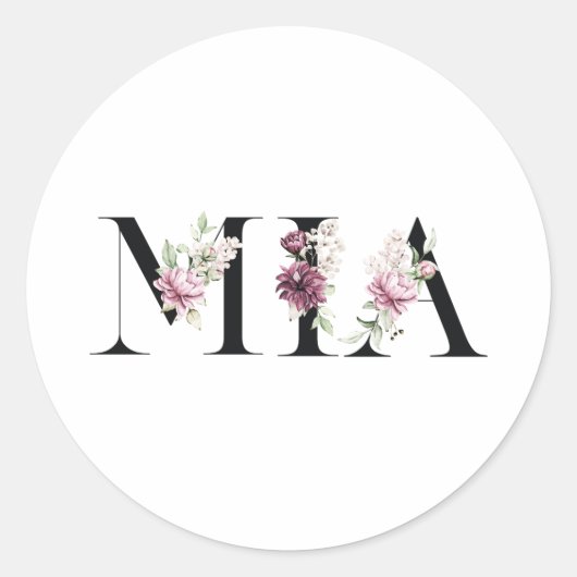 Naam Mia Ronde Sticker (Voorkant)