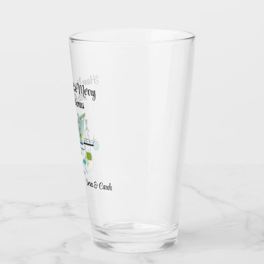 Naam, Mid-Century Modern House Snowman 16oz Pint Glas (Links)