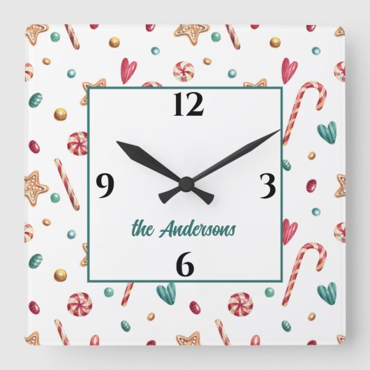 Naam, Mieleke Sinterklaas Snoepjes & Koekjes 27,3  Vierkante Klok (Voorkant)