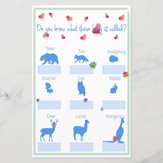 Naam Mijn Baby Succulent Baby shower Spel (Voorkant)