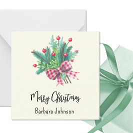 Naam, Mini 2,5 inch ivoor Merry Christmas kaart Notitiekaartje