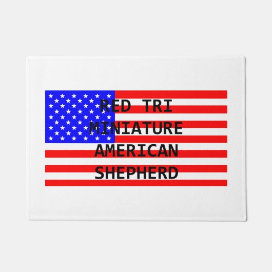 naam mini am shep op vlag rode tri deurmat (Voorkant)