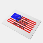 naam mini am shep op vlag rode tri deurmat (Schuin)