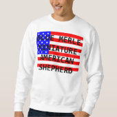 naam mini aussie op vlag blauwe merle trui (Voorkant)