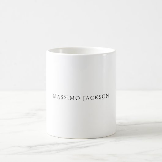 Naam Minimalistisch Modern Eenvoudig Zwart Wit Koffiemok (Center)