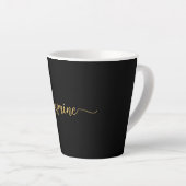 Naam minimalistisch zwart-wit en goudmonogram latte mok (Rechterhoek)
