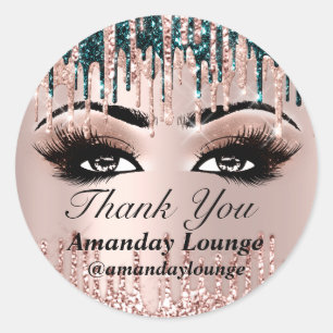 Naam Mink Lashes Extension Drips Roos Bedankt Ronde Sticker