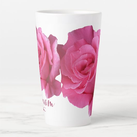 naam Miriam roze rozenbloem Latte Mok (Voorkant)