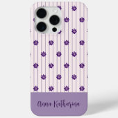 Naam Modern Blush & Violet Stripes Bloempatroon Case-Mate iPhone Case (Achterkant)