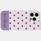 Naam Modern Blush & Violet Stripes Bloempatroon Case-Mate iPhone Case (Achterkant (horizontaal))