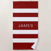 Naam Modern Bourgondisch gestreept patroon Strandlaken (Voorkant)